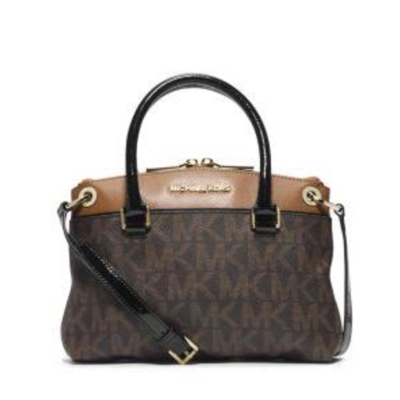 Michael Kors Handbags - Michael Kors Aubrie Leather Brown MK Small Satchel Crossbody Bag Purse